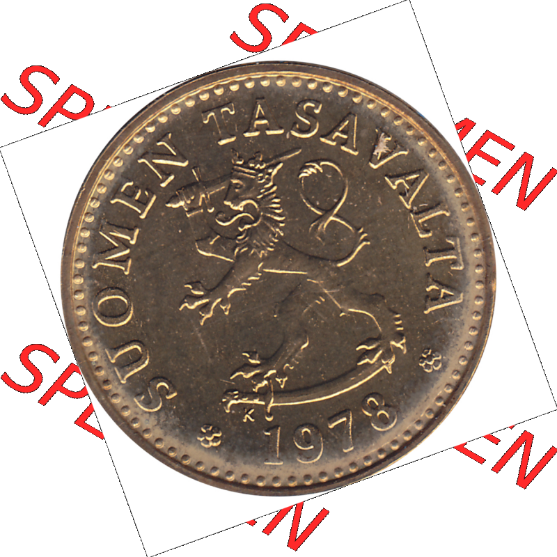 Münze Finnland / SUOMI Umlaufmünzen Sammlung in PNG 1963-1982, 10 Penny, 1978-1 (5) - Digital Münzen-Bildmaterial einer Münze aus Finnland in farbige mit einen... Sammlung