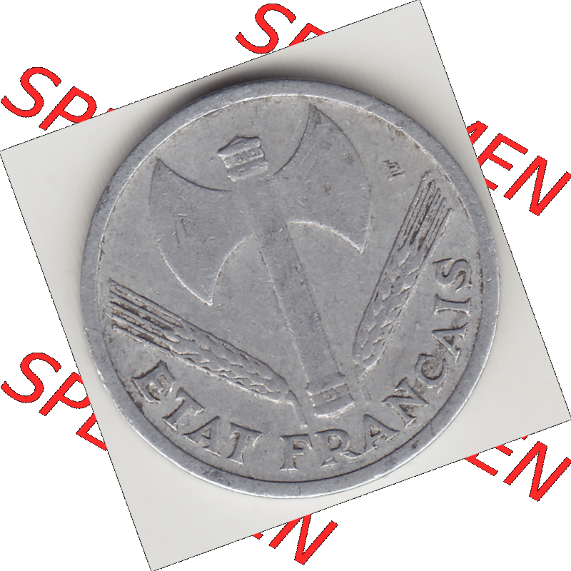 Münze Frankreich Umlaufmünzen Sammlung in PNG 1942-1944, 1 Franken - Francs 1942 (1) - Digitales Münzen-Bildmaterial einer französischen Francs Münze aus Frankreich... Sammlung