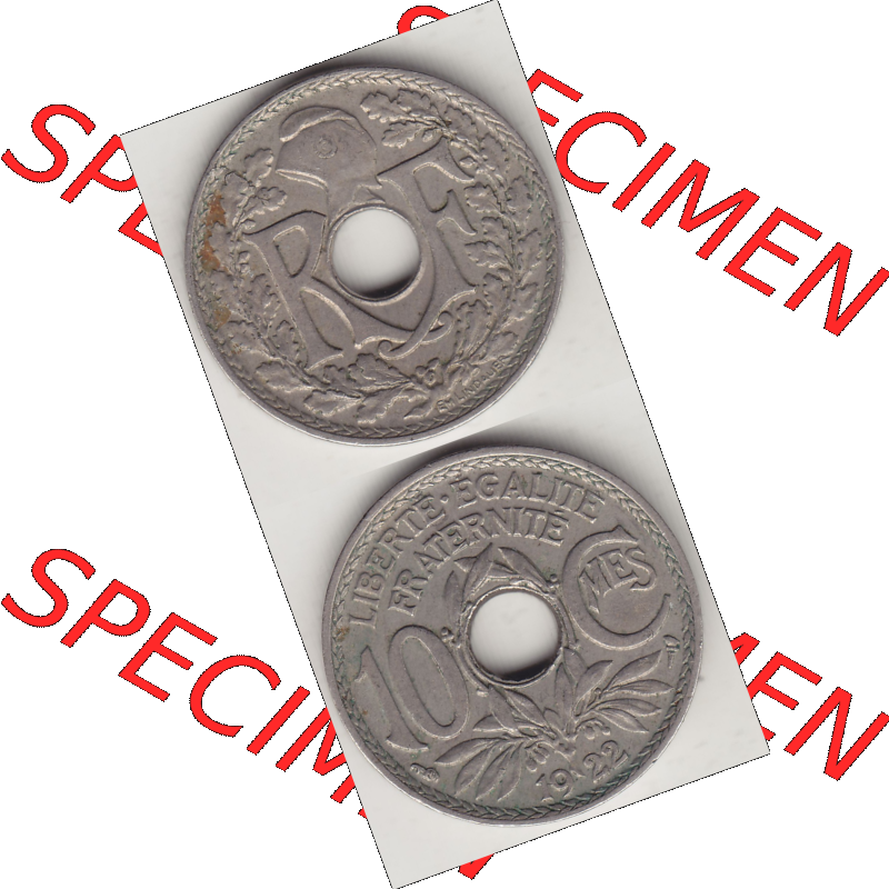 Münze Frankreich Umlaufmünzen Sammlung in PNG 1917-1938, 10 Centimes, RF - Frankreich 10 CMES EGALITÉ FRATERNITÉ LIBERTÉ 1922-2 (4) - Digitales Münzen-Bildmaterial... Sammlung