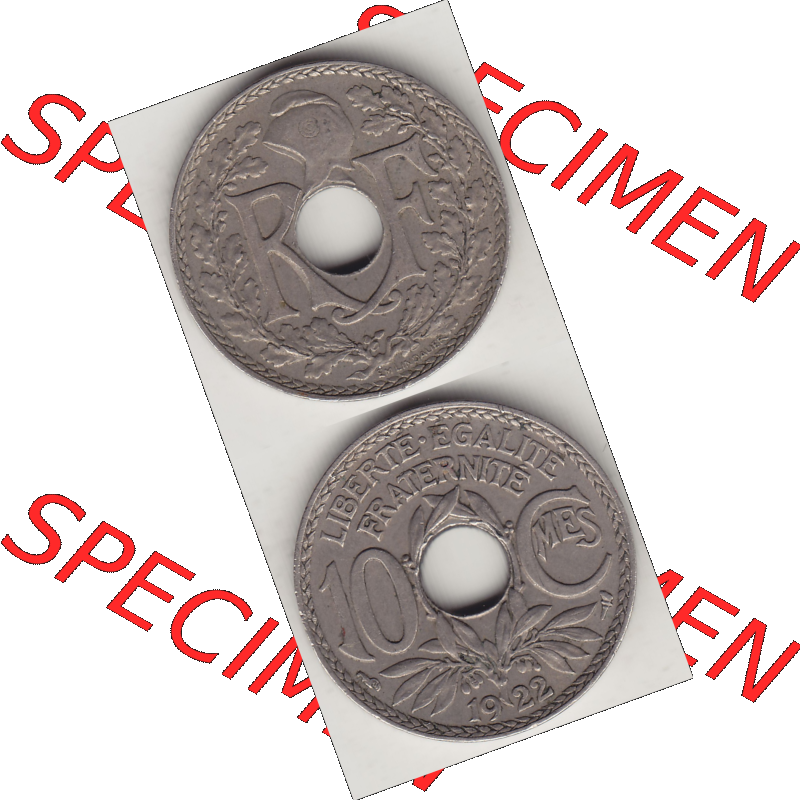 Münze Frankreich Umlaufmünzen Sammlung in PNG 1917-1938, 10 Centimes, RF - Frankreich 10 CMES EGALITÉ FRATERNITÉ LIBERTÉ 1922-1 (4) - Digitales Münzen-Bildmaterial... Sammlung