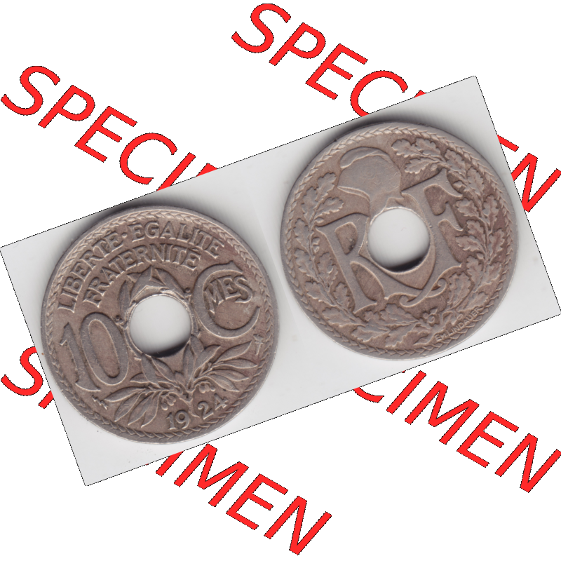 Münze Frankreich Umlaufmünzen Sammlung in PNG 1917-1938, 10 Centimes, Cent 1924 (3) - Digitales Münzen-Bildmaterial einer französischen Francs Münze aus Frankreich... Sammlung