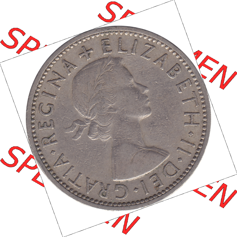 Münzen Großbritannien Umlaufmünzen Sammlung in PNG Großbritannien 1954-1970, 2 Schilling-Florin, Two Shillings, 1955-01 ELIZABETH II DEI GRATIA REGINA (5)... Sammlung