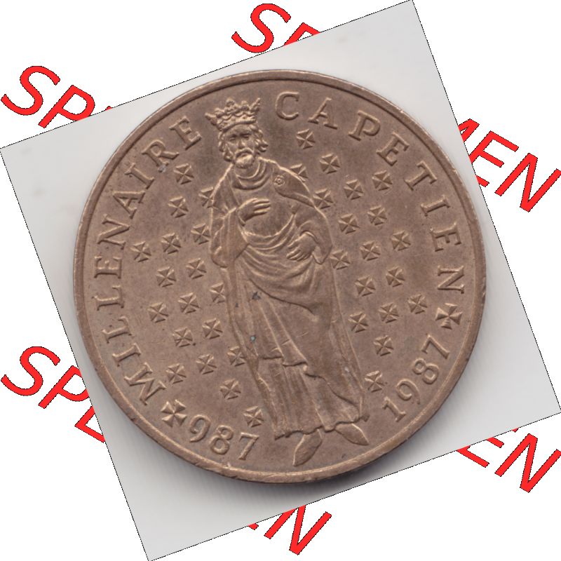 Münze Frankreich Umlaufmünzen Sammlung in PNG 1987-1987, 10 Francs 1000 Jahre König Hugo Capet erster König von Frankreich (2) - Digitales Münzen-Bildmaterial einer... Sammlung