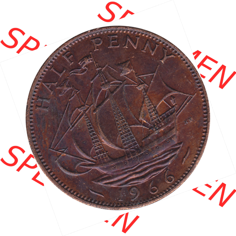 Münzen Großbritannien Umlaufmünzen Sammlung in PNG Großbritannien 1954-1970, Half Penny, Halber Pence 1966-02, Elisabeth II. (6) - Digitales Münzen-Bildmaterial... Sammlung
