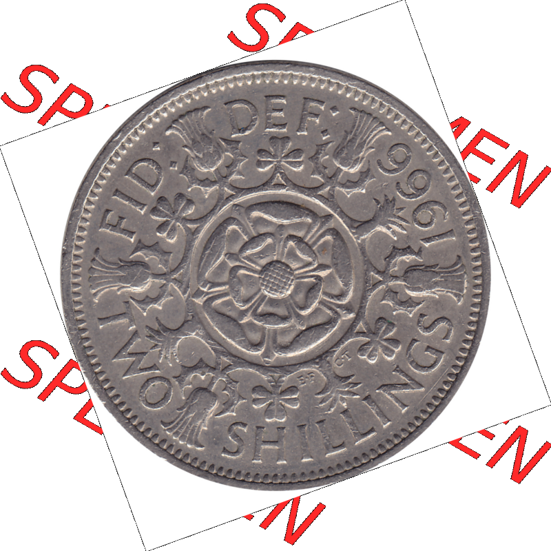 Münzen Großbritannien Umlaufmünzen Sammlung in PNG Großbritannien 1954-1970, 2 Schilling-Florin, Two Shillings, 1966-04 ELIZABETH II DEI GRATIA REGINA (6)... Sammlung