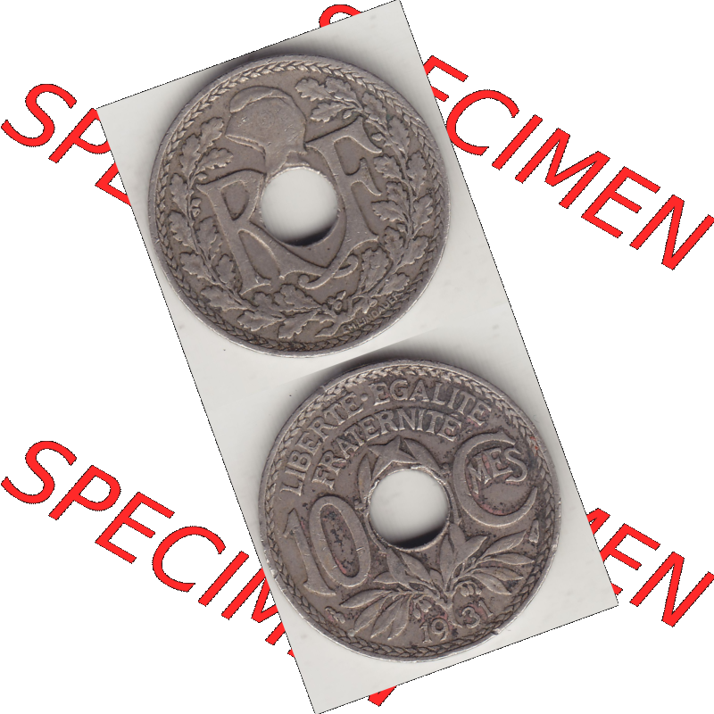 Münze Frankreich Umlaufmünzen Sammlung in PNG 1917-1938, 10 Centimes, RF - Frankreich 10 CMES EGALITÉ FRATERNITÉ LIBERTÉ 1931-1 (4) - Digitales Münzen-Bildmaterial... Sammlung
