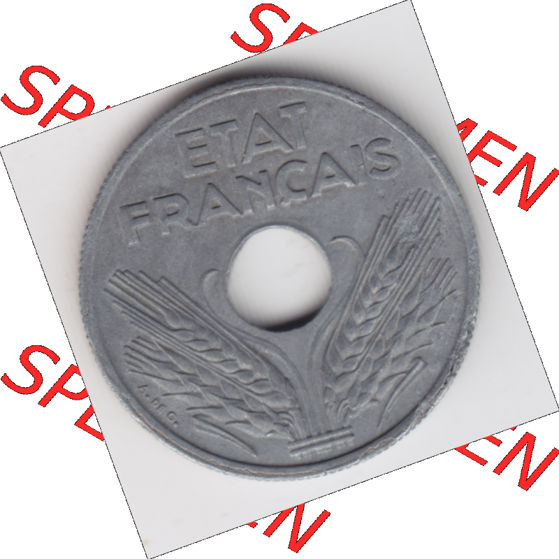 Münze Frankreich Umlaufmünzen Sammlung in PNG 1941-1943, 10 Centimes, Etat Francais 1943 (2) - Digitales Münzen-Bildmaterial einer französischen Francs Münze... Sammlung