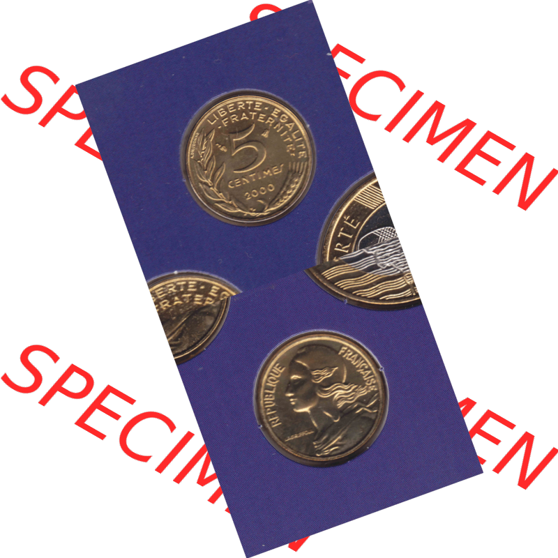 Münze Frankreich Umlaufmünzen Sammlung in PNG 2000, 5 Centimes (4) - Digitales Münzen-Bildmaterial einer französischen Francs Münze aus Frankreich in farbige mit... Sammlung