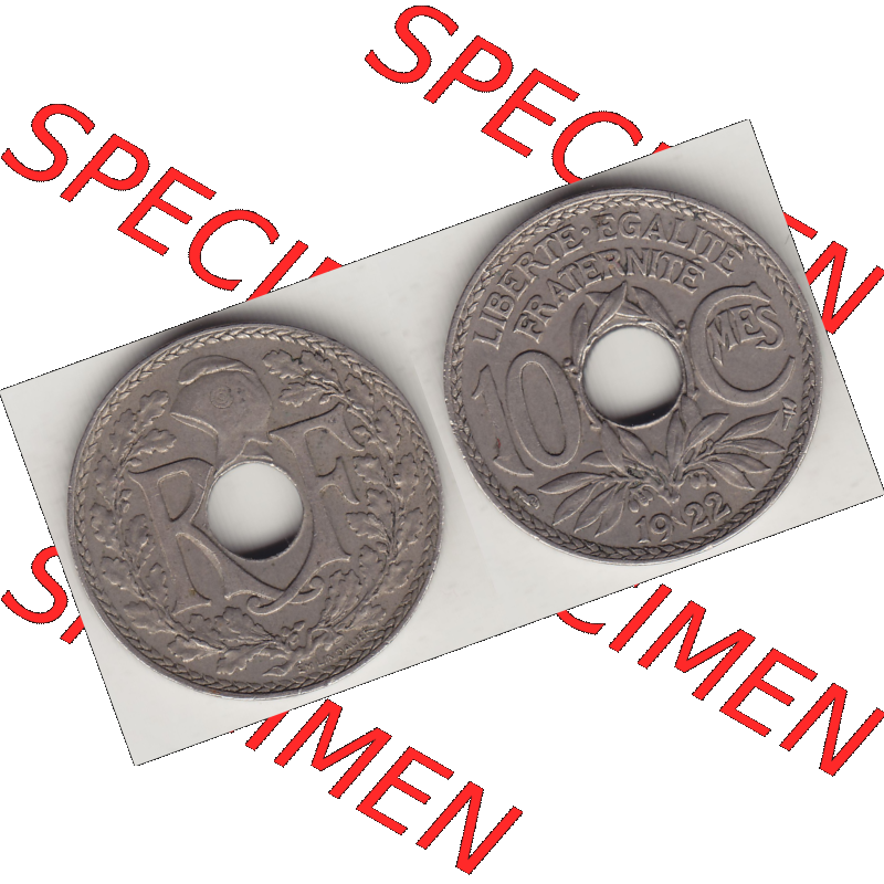 Münze Frankreich Umlaufmünzen Sammlung in PNG 1917-1938, 10 Centimes, RF - Frankreich 10 CMES EGALITÉ FRATERNITÉ LIBERTÉ 1922-1 (3) - Digitales Münzen-Bildmaterial... Sammlung