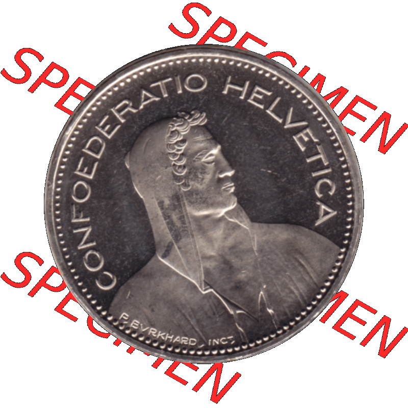 Alte Münze KMS Schweiz in original Farbgebung vom Scanner transparenten PNG 1994-2018, 5 Franken 1999. Vorderseite der Schweizer Münze, zum katalogisieren und verwalten im... Sammlung