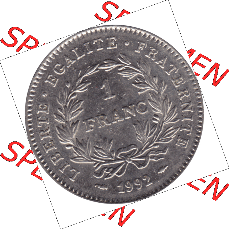 Münze Frankreich Umlaufmünzen Sammlung in PNG 1992-1992, 1 Francs Liberty Freiheitsgöttin 1992-01 (5) - Digitales Münzen-Bildmaterial einer französischen Francs... Sammlung