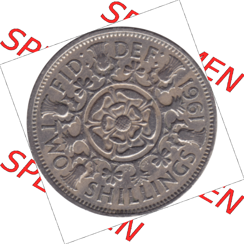 Münzen Großbritannien Umlaufmünzen Sammlung in PNG Großbritannien 1954-1970, 2 Schilling-Florin, Two Shillings, 1961-04 ELIZABETH II DEI GRATIA REGINA (6)... Sammlung