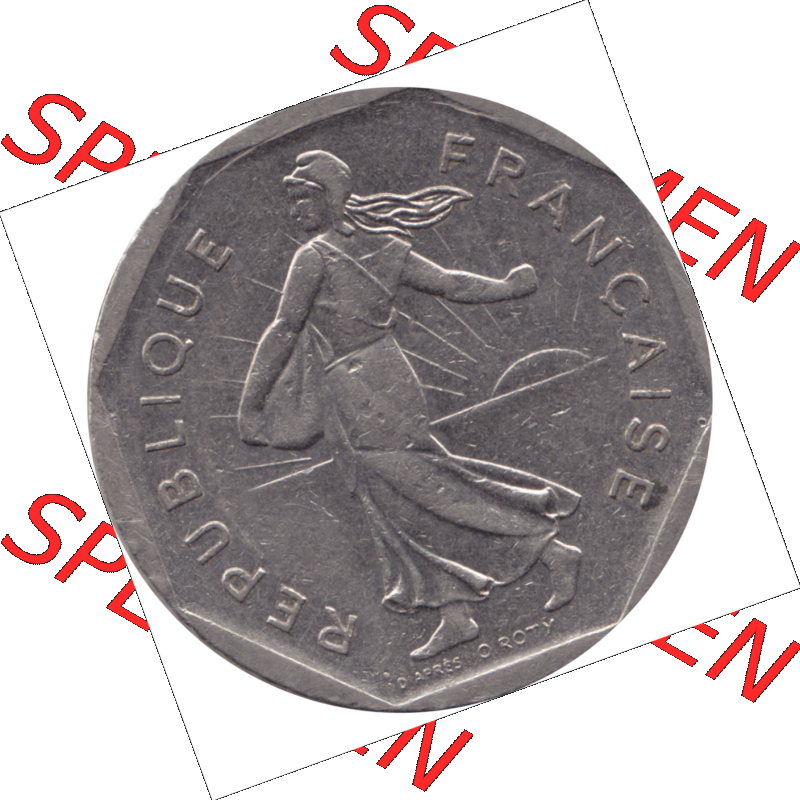 Münze Frankreich Umlaufmünzen Sammlung in PNG 1979-2001, 2 Francs Säerin Semeuse 1980-01 (6) - Digitales Münzen-Bildmaterial einer französischen Francs Münze... Sammlung