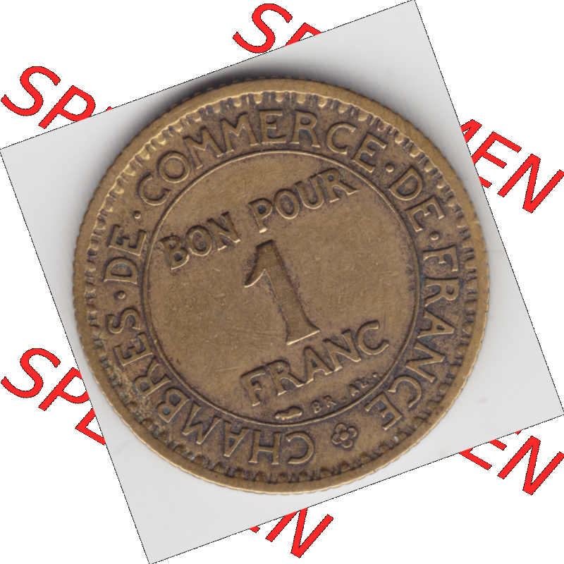 Münze Frankreich Umlaufmünzen Sammlung in PNG 1920-1927, 1 Francs, Franken 1922 (1) - Digitales Münzen-Bildmaterial einer französischen Francs Münze aus Frankreich... Sammlung