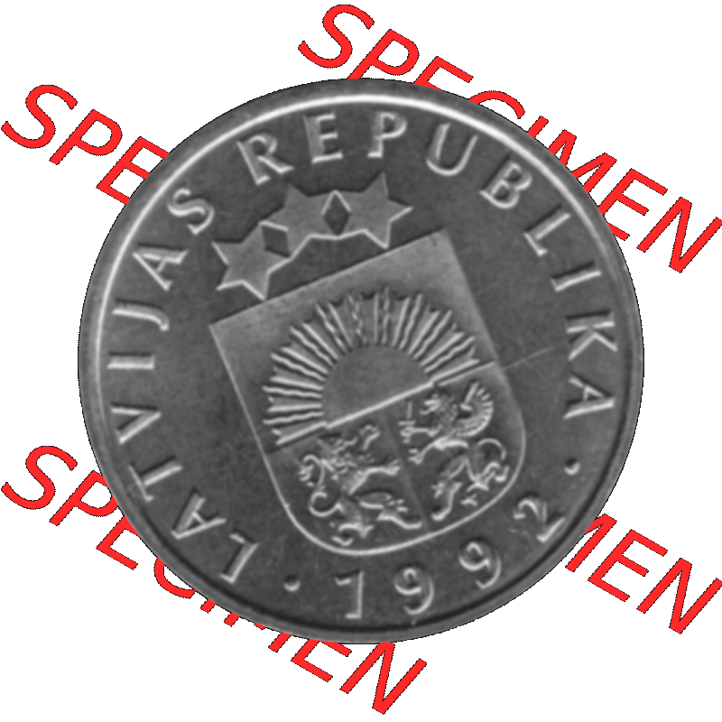 Alte Münze Lettland Umlaufmünze 1992-2009, 5 Santimi 1992-01, VS Staatswappen, RS. Wert-Zahl Graustufen. Vorderseite in Graustufen der Münze aus Lettland... Sammlung