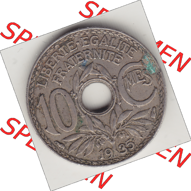 Münze Frankreich Umlaufmünzen Sammlung in PNG 1917-1938, 10 Centimes - Cmes 1935-3 (2) - Digitales Münzen-Bildmaterial einer französischen Francs Münze aus Frankreich... Sammlung
