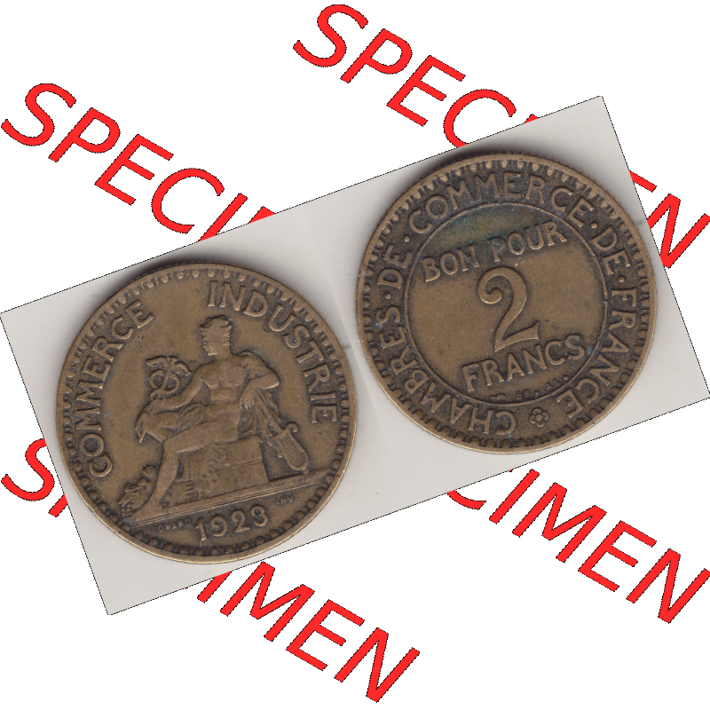 Münze Frankreich Umlaufmünzen Sammlung in PNG 1920-1927, 2 Francs - Franken 1923 (3) - Digitales Münzen-Bildmaterial einer französischen Francs Münze aus Frankreich... Sammlung