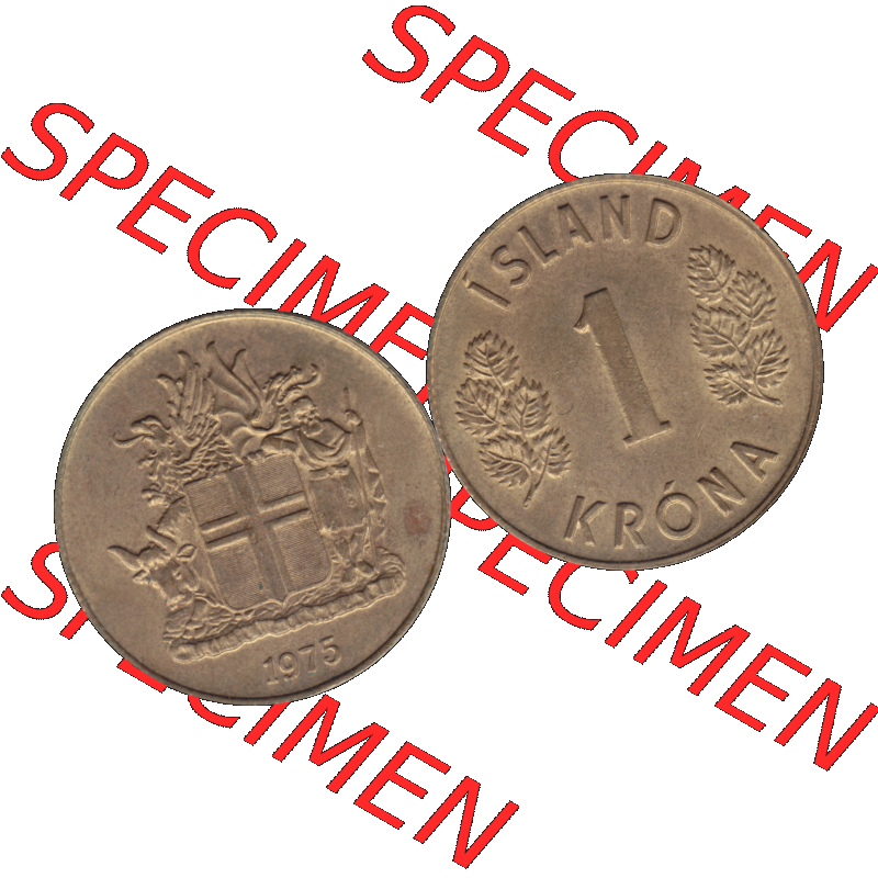 Alte Münze Island Umlaufmünze 1967-1975, 1 KR Krone 1975-01. Vorderseite und Rückseite der Münze aus Island horizontal auf einen digitalen Bild der alten isländischen... Sammlung