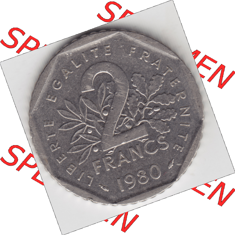 Münze Frankreich Umlaufmünzen Sammlung in PNG 1979-2001, 2 Francs Säerin Semeuse (1) - Digitales Münzen-Bildmaterial einer französischen Francs Münze aus Frankreich... Sammlung