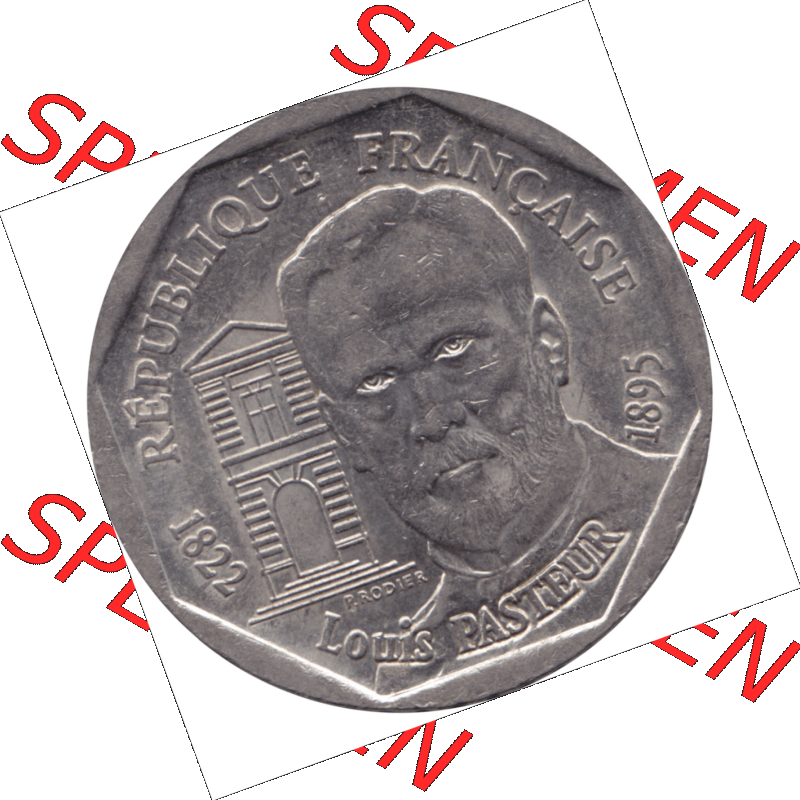 Münze Frankreich Umlaufmünzen Sammlung in PNG 1995-1995, 2 France Louis Rasteur 1995-01 (6) - Digitales Münzen-Bildmaterial einer französischen Francs Münze aus... Sammlung