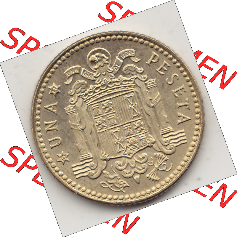 Münze Spanien / España Umlaufmünzen Sammlung in PNG 1975-1980, 1 PTA UNA Peseta, 1977-1 (2) - Digitales Münzen-Bildmaterial einer spanischen Münze aus... Sammlung