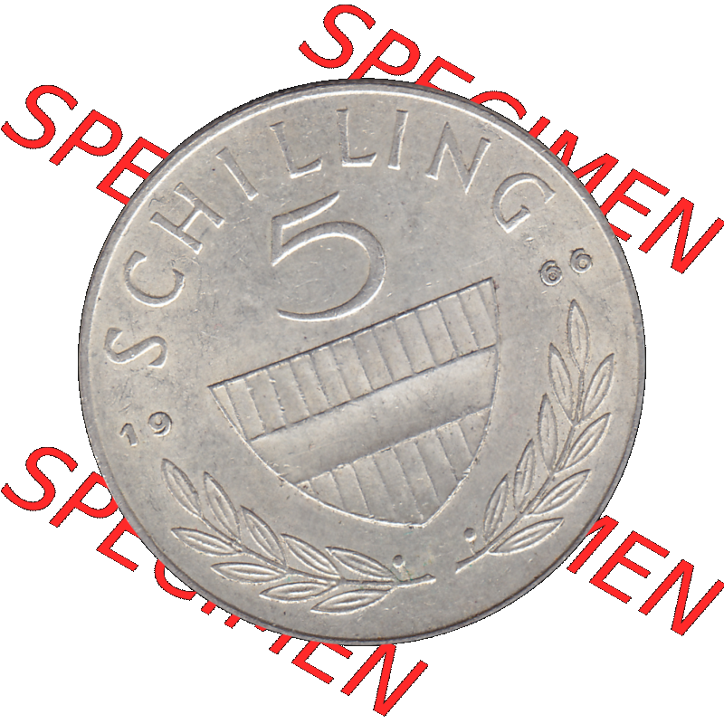 Alte Münze 5 / Fünf Schilling Österreich in original Farbgebung von Scanner transparenten PNG 1960-1968, 5 Fünf Schilling 1966-01, 5,20 Gramm 640er Silber,... Sammlung