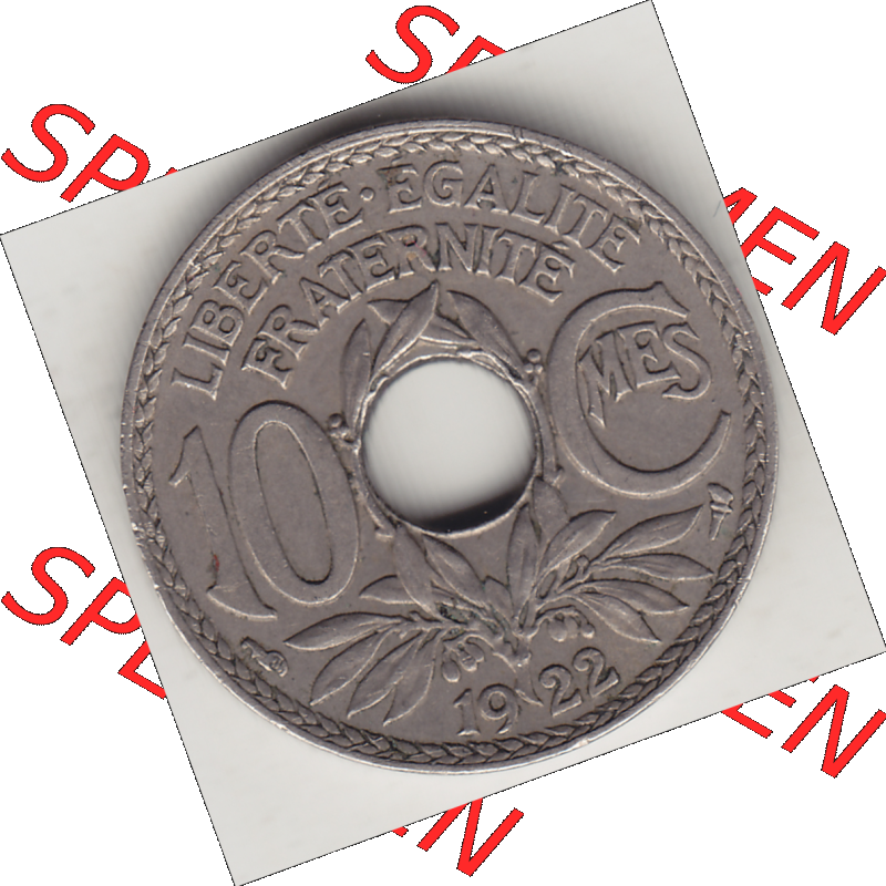 Münze Frankreich Umlaufmünzen Sammlung in PNG 1917-1938, 10 Centimes, RF - Frankreich 10 CMES EGALITÉ FRATERNITÉ LIBERTÉ 1922-1 (2) - Digitales Münzen-Bildmaterial... Sammlung