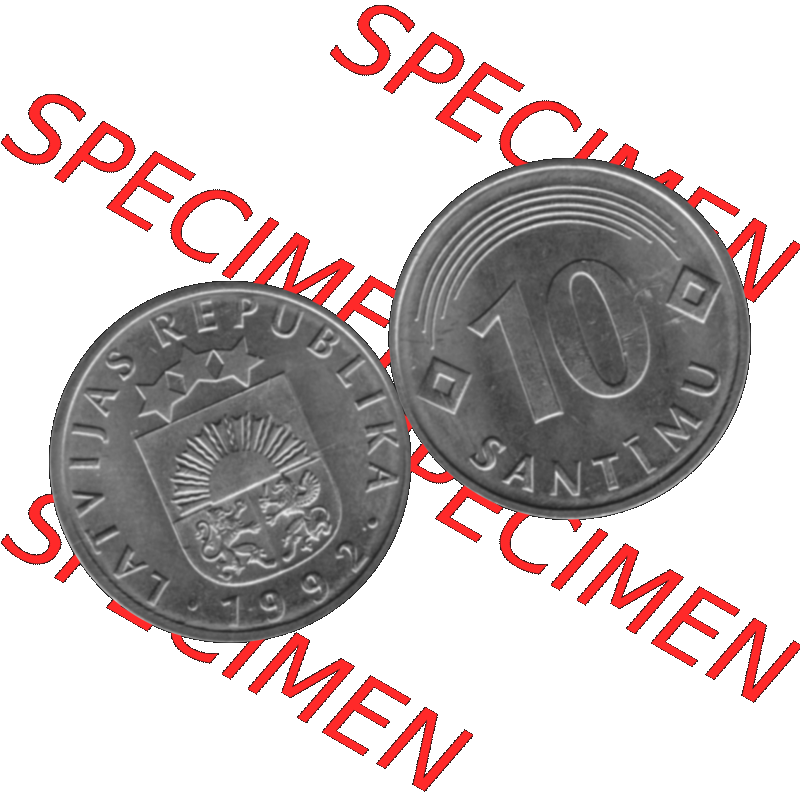 Alte Münze Lettland Umlaufmünze 1992-2008, 10 Santimu 1992-01, VS Staatswappen, RS. Wert-Zahl Graustufen. Vorderseite und Rückseite der lettischen Münze... Sammlung