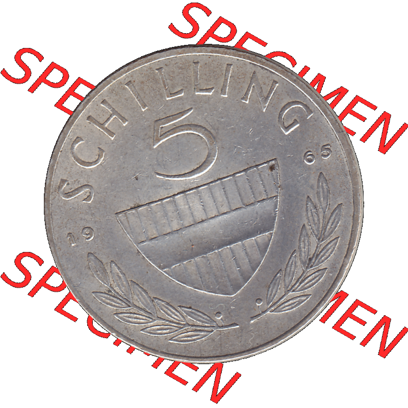 Alte Münze 5 / Fünf Schilling Österreich in original Farbgebung von Scanner transparenten PNG 1960-1968, 5 Fünf Schilling 1965-01, 5,20 Gramm 640er Silber,... Sammlung
