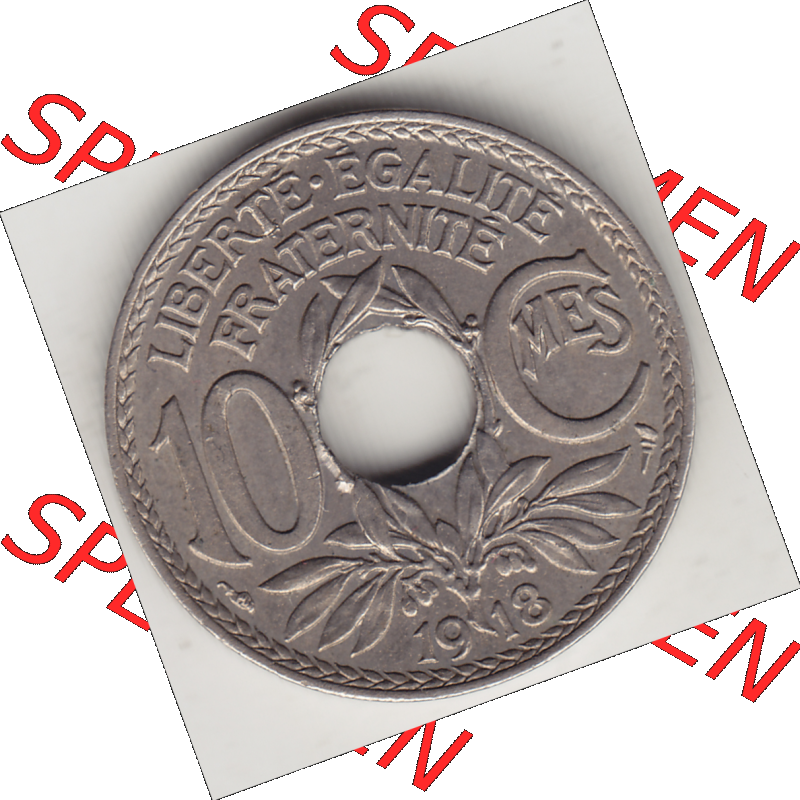 Münze Frankreich Umlaufmünzen Sammlung in PNG 1917-1938, 10 Centimes, RF - Frankreich 10 CMES EGALITÉ FRATERNITÉ LIBERTÉ 1918-1 (2) - Digitales Münzen-Bildmaterial... Sammlung