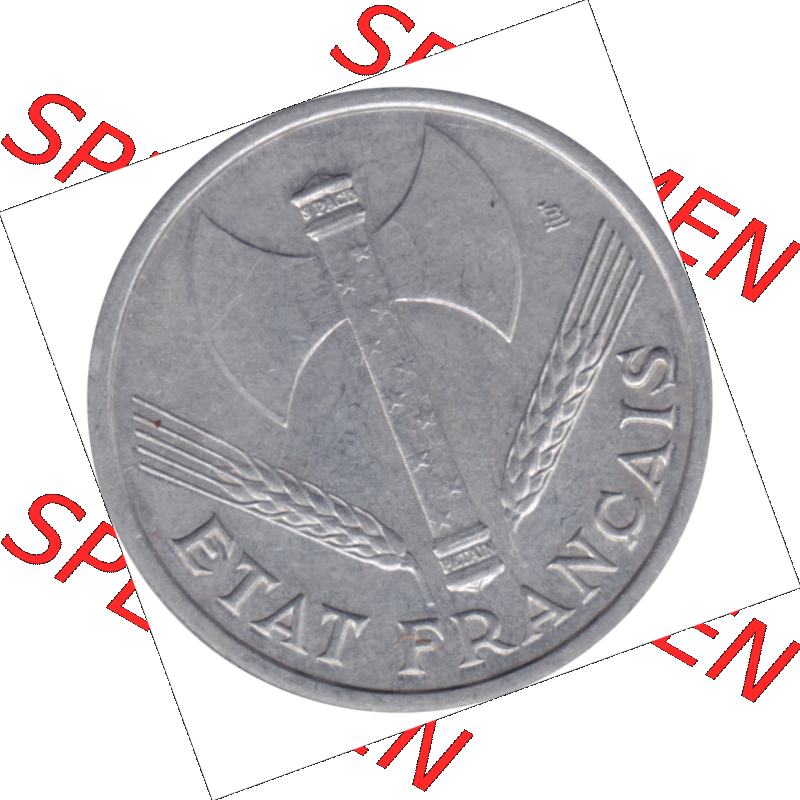 Münze Frankreich Umlaufmünzen Sammlung in PNG 1942-1944, 1 Franc, Franken 1943-01 (6) - Digitales Münzen-Bildmaterial einer französischen Francs Münze aus... Sammlung