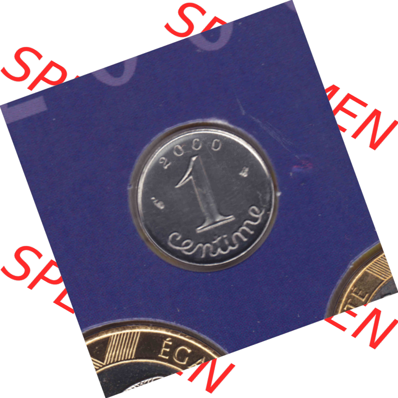 Münze Frankreich Umlaufmünzen Sammlung in PNG 2000, 1 Centime (1) - Digitales Münzen-Bildmaterial einer französischen Francs Münze aus Frankreich in farbige mit... Sammlung