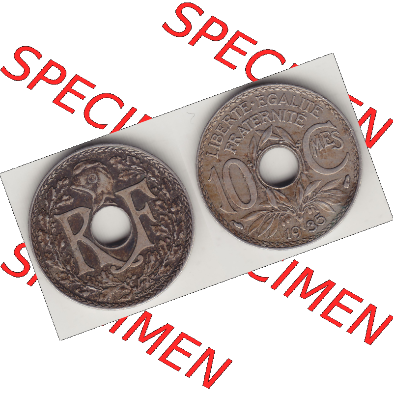 Münze Frankreich Umlaufmünzen Sammlung in PNG 1917-1938, 10 Centimes - Cmes 1935-1 (3) - Digitales Münzen-Bildmaterial einer französischen Francs Münze aus Frankreich... Sammlung