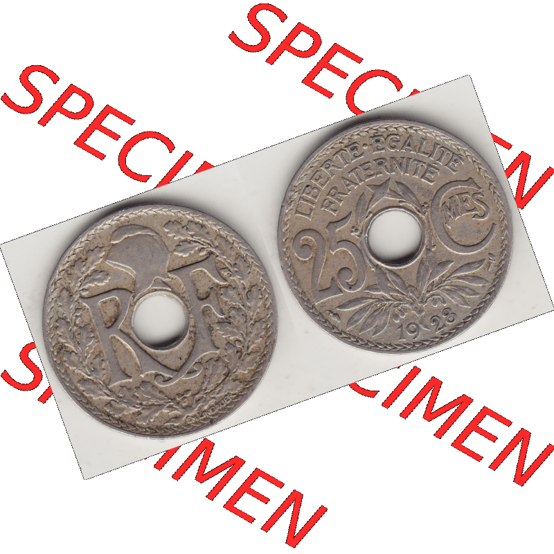 Münze Frankreich Umlaufmünzen Sammlung in PNG 1917-1937, 25 Cmes, Centimes 1928-1 LIBERTE EGALITE FRATERNITE (3) - Digitales Münzen-Bildmaterial einer französischen... Sammlung