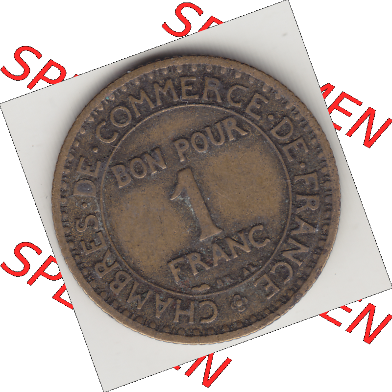 Münze Frankreich Umlaufmünzen Sammlung in PNG 1920-1927, 1 Franken BON POUR 1 FRANC 1924-1 (2) - Digitales Münzen-Bildmaterial einer französischen Francs Münze... Sammlung