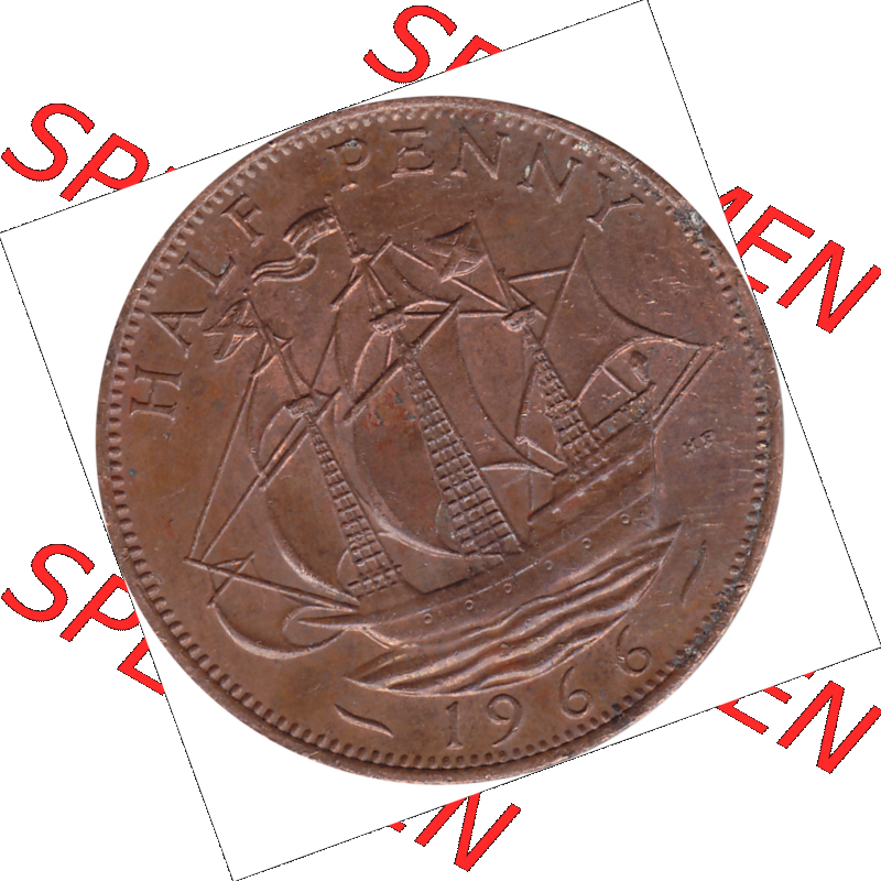 Münzen Großbritannien Umlaufmünzen Sammlung in PNG Großbritannien 1954-1970, Half Penny, Halber Pence 1966-01, Elisabeth II. (6) - Digitales Münzen-Bildmaterial... Sammlung