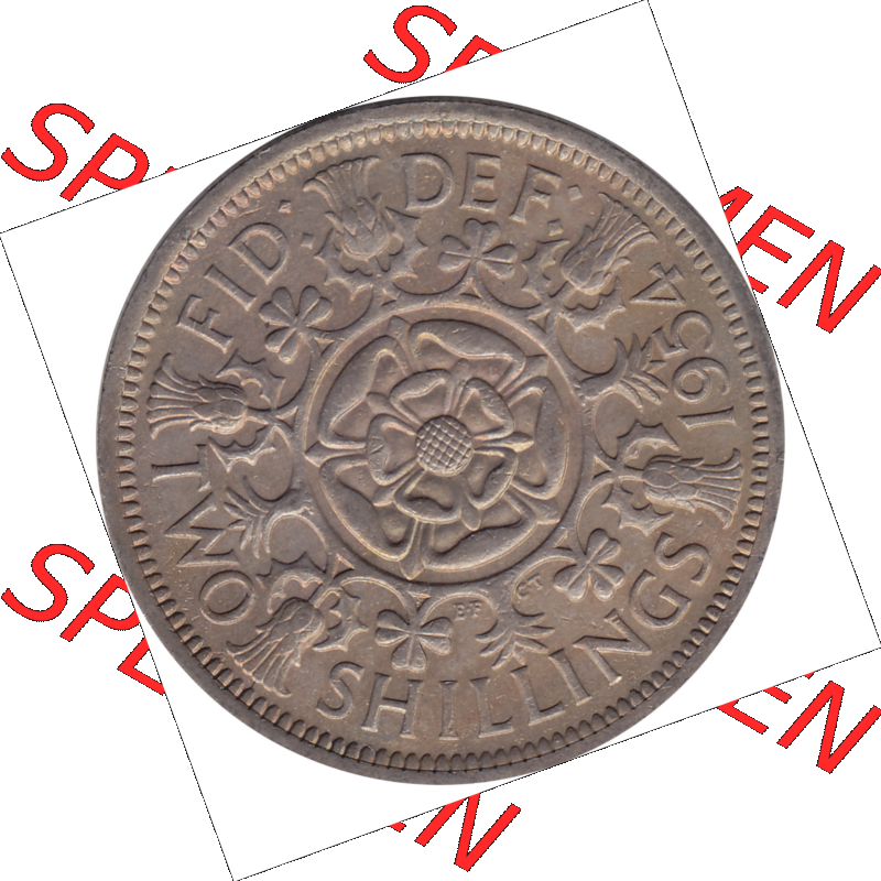 Münzen Großbritannien Umlaufmünzen Sammlung in PNG Großbritannien 1954-1970, 2 Schilling-Florin, Two Shillings, 1954-02 ELIZABETH II DEI GRATIA REGINA (6)... Sammlung