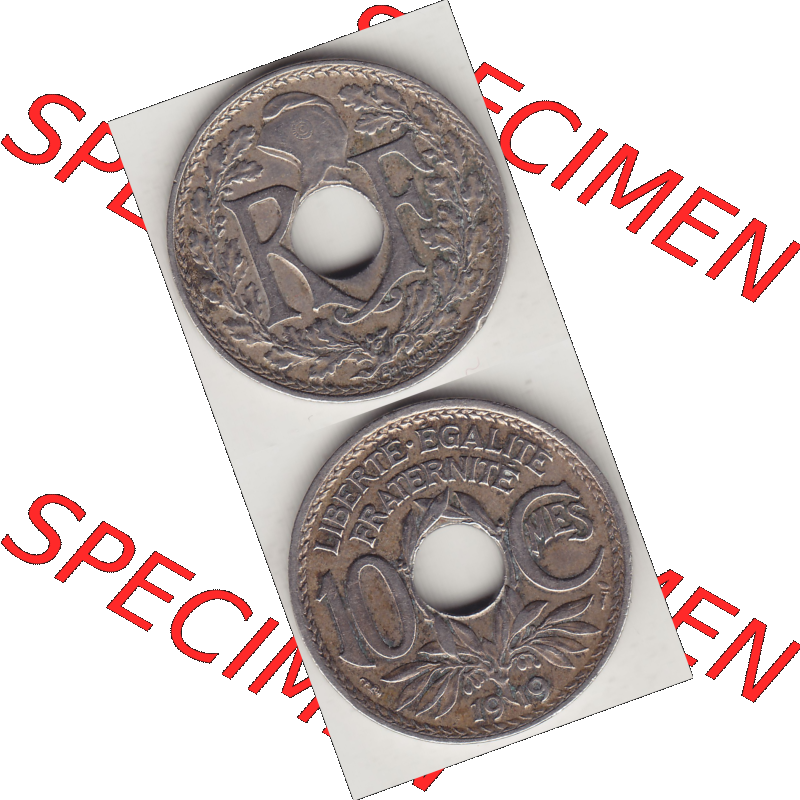 Münze Frankreich Umlaufmünzen Sammlung in PNG 1917-1938, 10 Centimes, RF - Frankreich 10 CMES EGALITÉ FRATERNITÉ LIBERTÉ 1919-1 (4) - Digitales Münzen-Bildmaterial... Sammlung