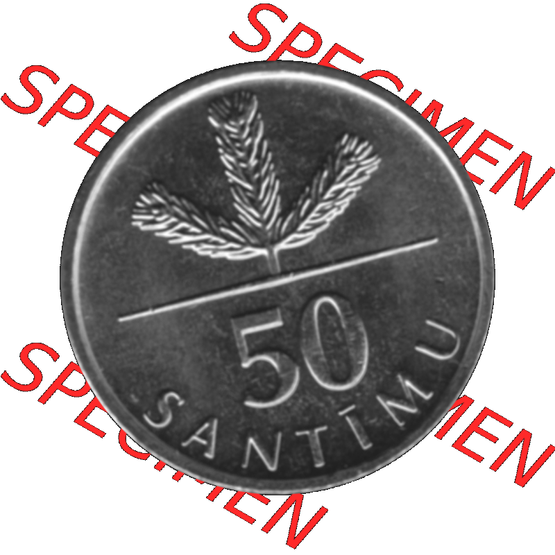 Alte Münze Lettland Umlaufmünze 1992-2009, 50 Santimu 2007-01, VS Staatswappen, RS. Wert-Zahl Graustufen. Rückseite mit Motiv der Umlaufmünze in Graustufen... Sammlung