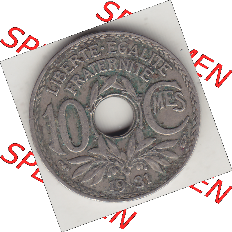 Münze Frankreich Umlaufmünzen Sammlung in PNG 1917-1938, 10 Centimes, RF - Frankreich 10 CMES EGALITÉ FRATERNITÉ LIBERTÉ 1931-2 (2) - Digitales Münzen-Bildmaterial... Sammlung