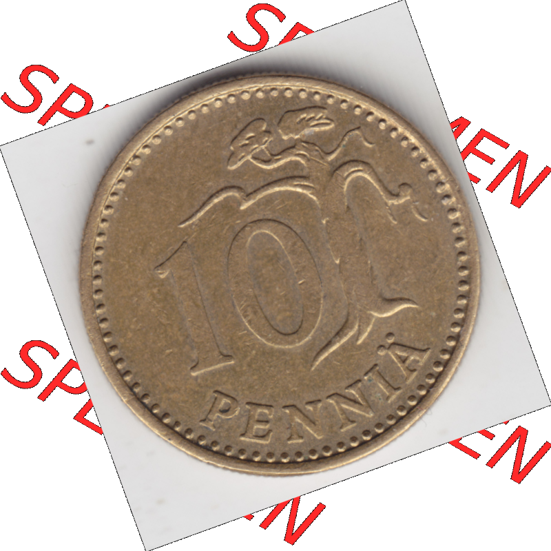 Münze Finnland / SUOMI Umlaufmünzen Sammlung in PNG 1963-1982, 10 Penniä (1) - Digital Münzen-Bildmaterial einer Münze aus Finnland in farbige mit einen Scanner... Sammlung