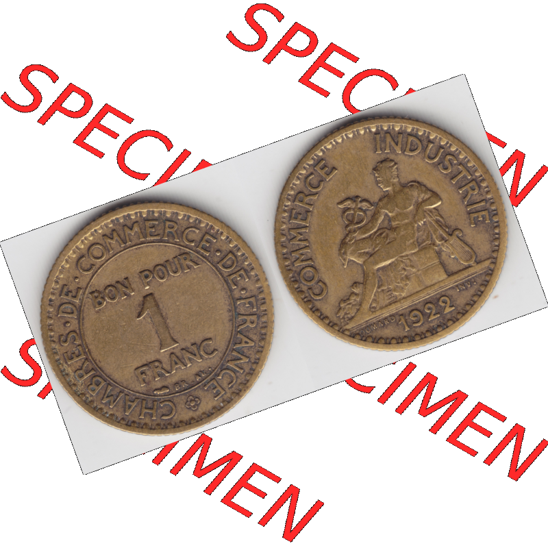 Münze Frankreich Umlaufmünzen Sammlung in PNG 1920-1927, 1 Francs, Franken 1922 (3) - Digitales Münzen-Bildmaterial einer französischen Francs Münze aus Frankreich... Sammlung