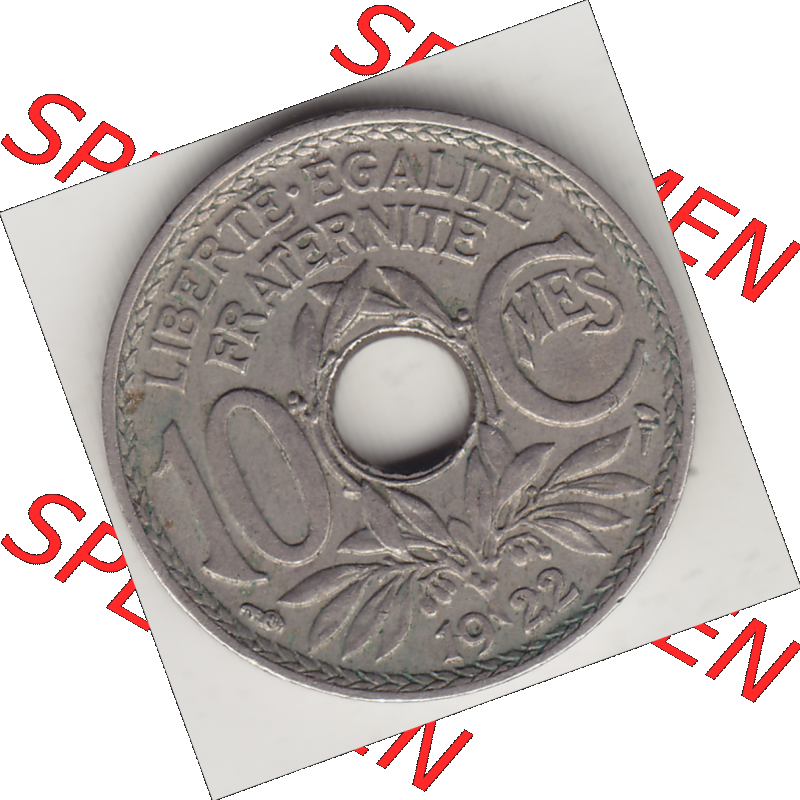 Münze Frankreich Umlaufmünzen Sammlung in PNG 1917-1938, 10 Centimes, RF - Frankreich 10 CMES EGALITÉ FRATERNITÉ LIBERTÉ 1922-2 (2) - Digitales Münzen-Bildmaterial... Sammlung