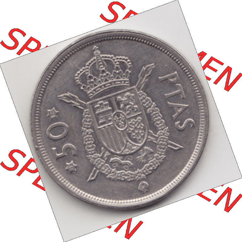 Münze Spanien / España Umlaufmünzen Sammlung in PNG 1975-1975, 50 Peseten 1980 (1) - Digitales Münzen-Bildmaterial einer spanischen Münze aus Spanien in farbige... Sammlung