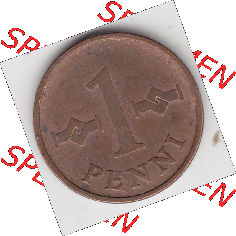 Münze Finnland / SUOMI Umlaufmünzen Sammlung in PNG 1963-1969, 1 Penni (1) - Digital Münzen-Bildmaterial einer Münze aus Finnland in farbige mit einen Scanner erstellten... Sammlung