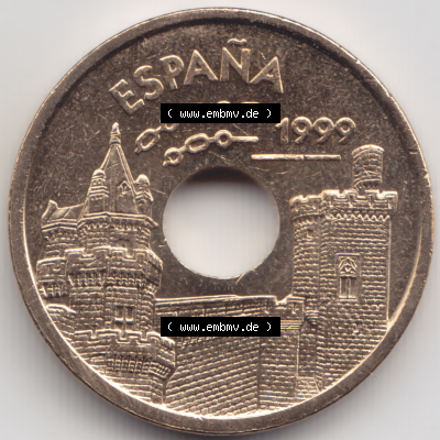 Münze Spanien / España Umlaufmünzen Sammlung in PNG 1999-1999, 25 PTAS, Peseten (2) - Digitales Münzen-Bildmaterial einer spanischen Münze aus Spanien... Sammlung