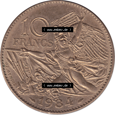 Münze Frankreich Umlaufmünzen Sammlung in PNG 1984-1984, 10 Francs Francois Rude-01 1984-01 (5) - Digitales Münzen-Bildmaterial einer französischen Francs Münze... Sammlung