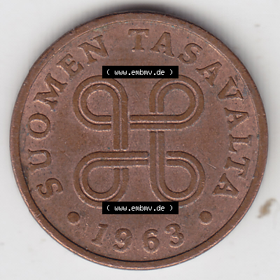 Münze Finnland / SUOMI Umlaufmünzen Sammlung in PNG 1963-1969, 1 Penni (2) - Digital Münzen-Bildmaterial einer Münze aus Finnland in farbige mit einen Scanner erstellten... Sammlung