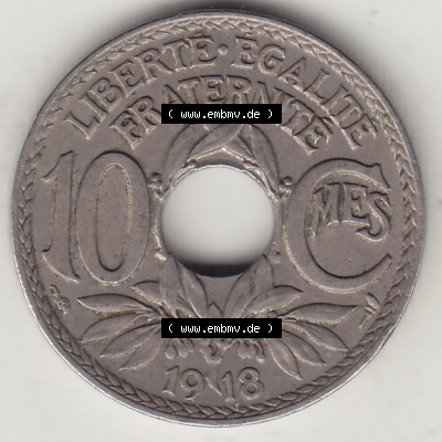Münze Frankreich Umlaufmünzen Sammlung in PNG 1917-1938, 10 Centimes, 10 CMES EGALITÉ FRATERNITÉ LIBERTÉ 1918-1 (2) - Digitales Münzen-Bildmaterial... Sammlung