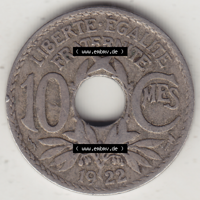 Münze Frankreich Umlaufmünzen Sammlung in PNG 1917-1938, 10 Centimes, 10 CMES EGALITÉ FRATERNITÉ LIBERTÉ 1922-1 (2) - Digitales Münzen-Bildmaterial... Sammlung
